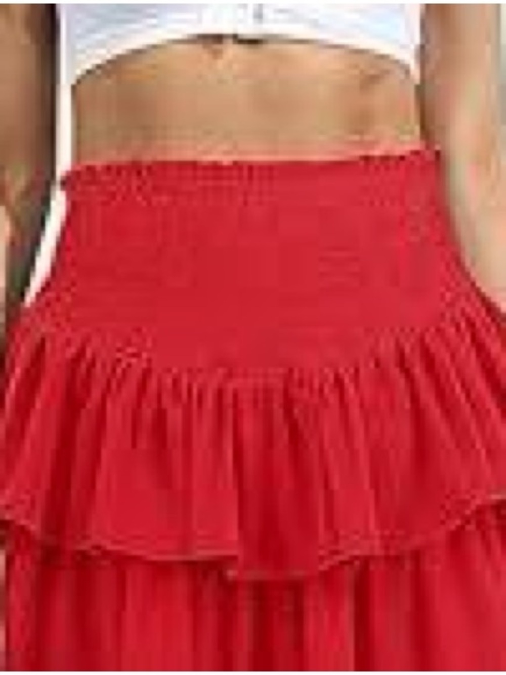 Tiered Red Smocked Waist Skirt